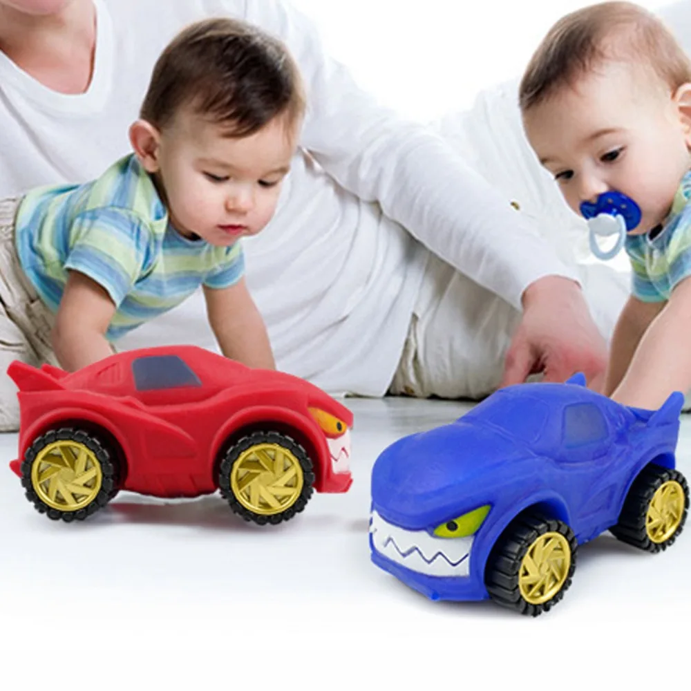 Squeeze tubarão estiramento carro brinquedo com roda de alta elasticidade alongamento carro brinquedo deslizante recuperação lenta macio dos desenhos animados brinquedo fidget