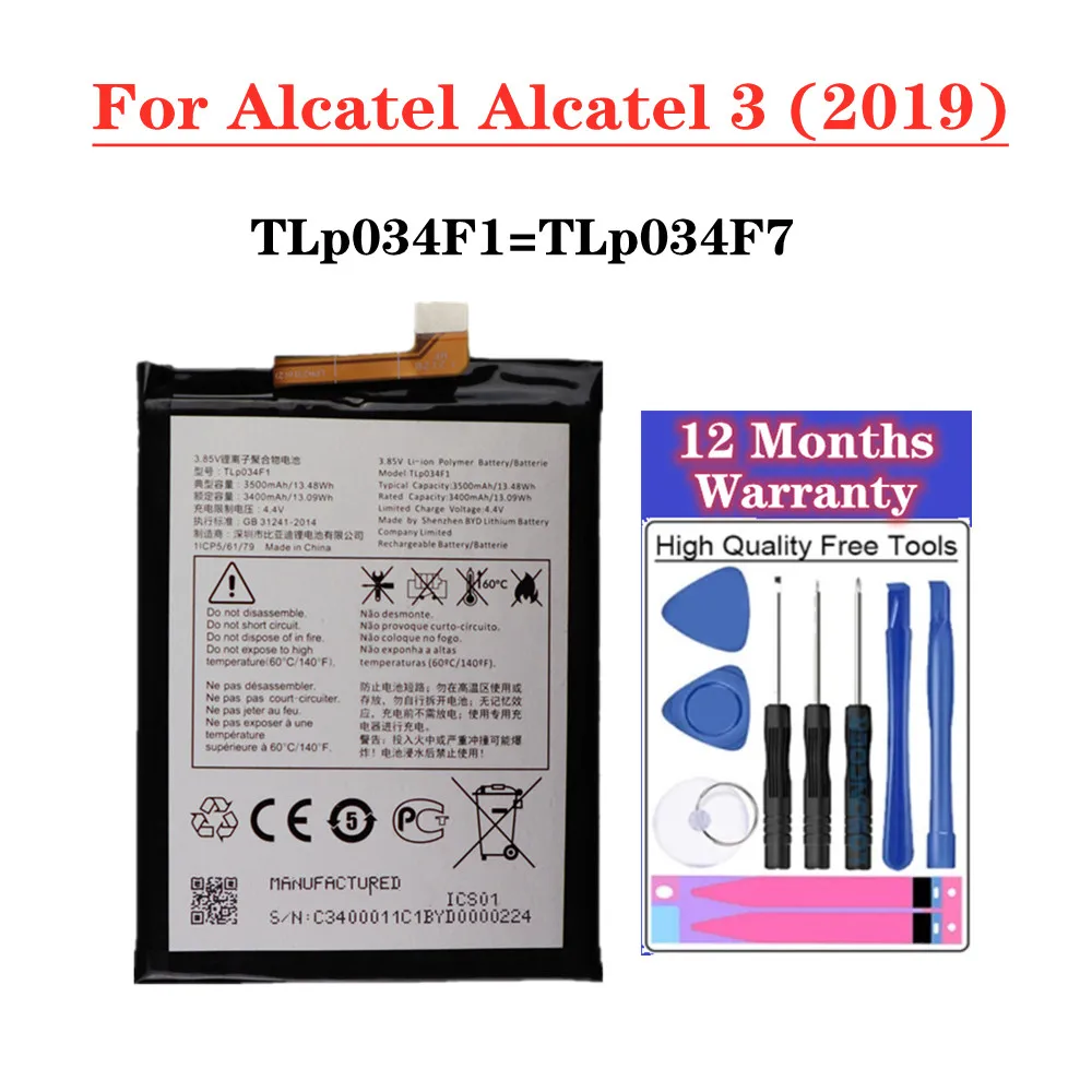 

Высококачественный 3500mAh TLP034F1 TLP034F7 Сменный аккумулятор для Alcatel 3 3L (2019) 5053D 5053K 5053Y 5039D аккумулятор для телефона + Инструменты