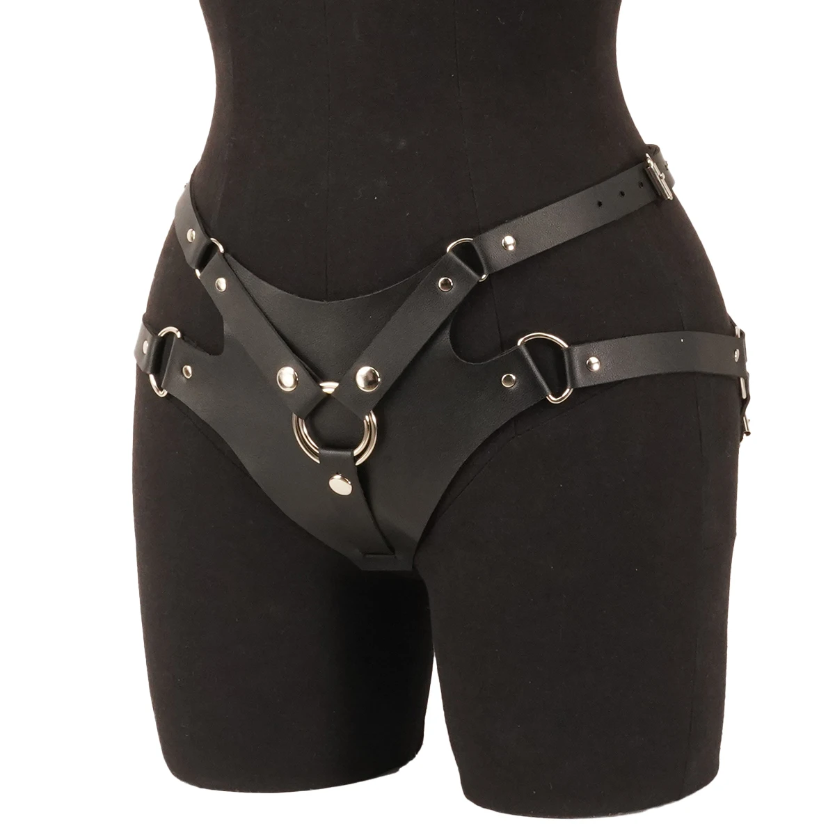 Women Sexy Belt Gothic  Leg Harness Pu Leather Studded Decor Harness Adjustable Fetish Clothing lingerie Clothing Accessories