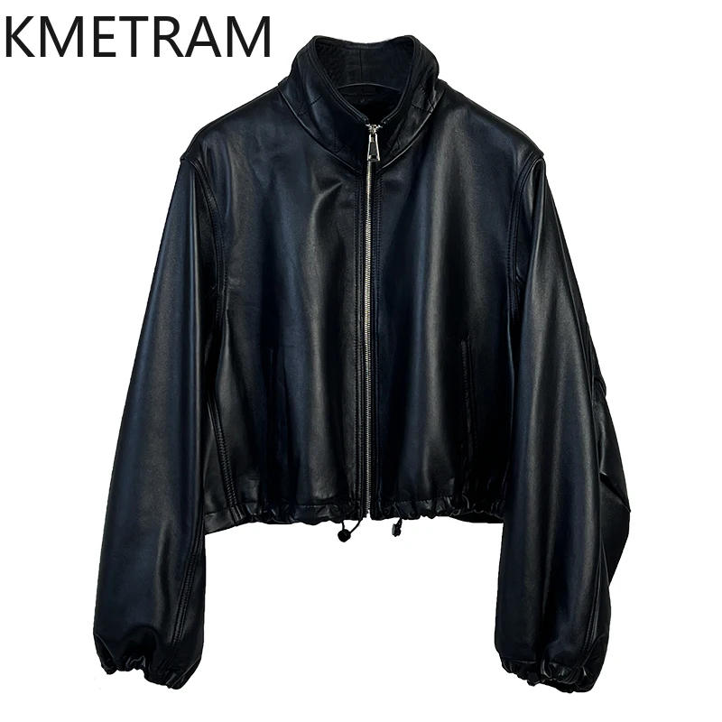 100% Natural Sheepskin Jacket Woman Casual Loose Black Genuine Leather Jackets New in Outerwears Fall Clothes 2025 Women кожанка