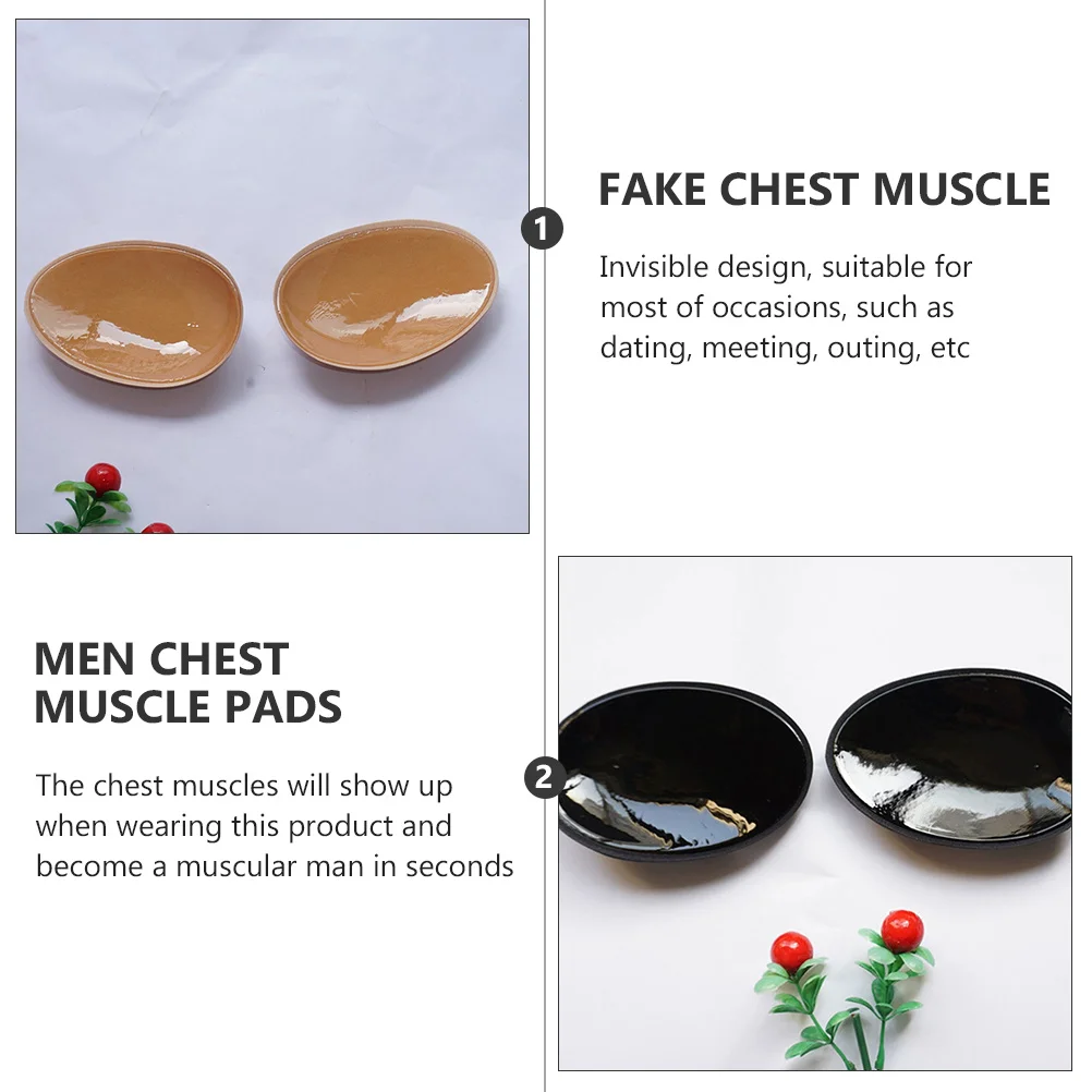 2Pairs الرجال منصات عضلات الصدر وهمية سيليكون وسائد العضلات ذاتية اللصق غير مرئية الصدر ملصقات للاستخدام في الهواء الطلق اجتماع المواعدة #1
