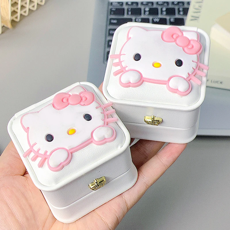 

New Sanrio Kitty Ring Box Confession Gift Proposal Confession Ring Box Velvet Jewelry Box Girlfriend Gift Girls Favorite