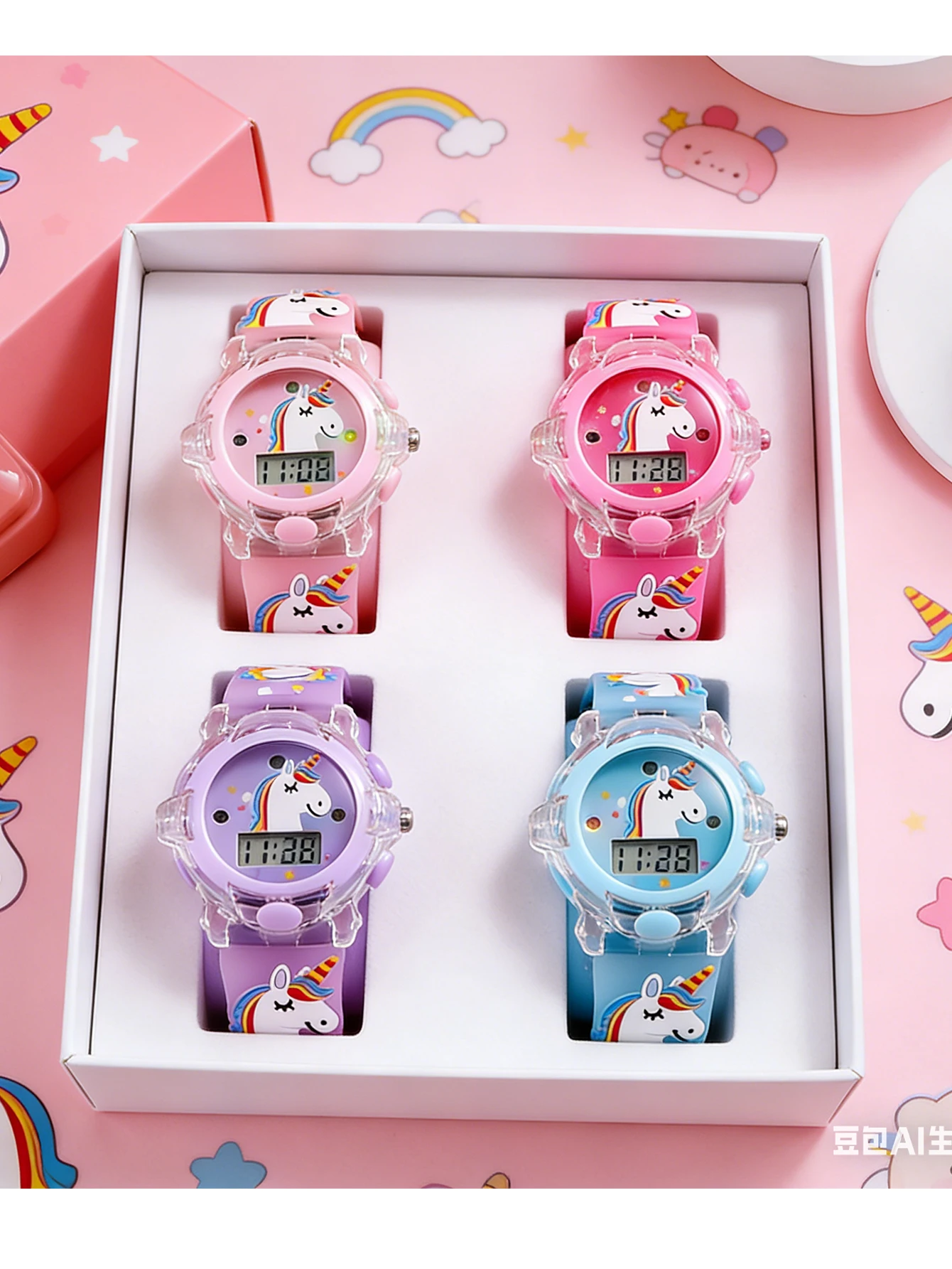 

Милые детские часы с единорогом и подсветкой, цифровые наручные часы с мультяшным силиконовым ремешком, обучающие часы для девочек, идеальный подарок на день рождения