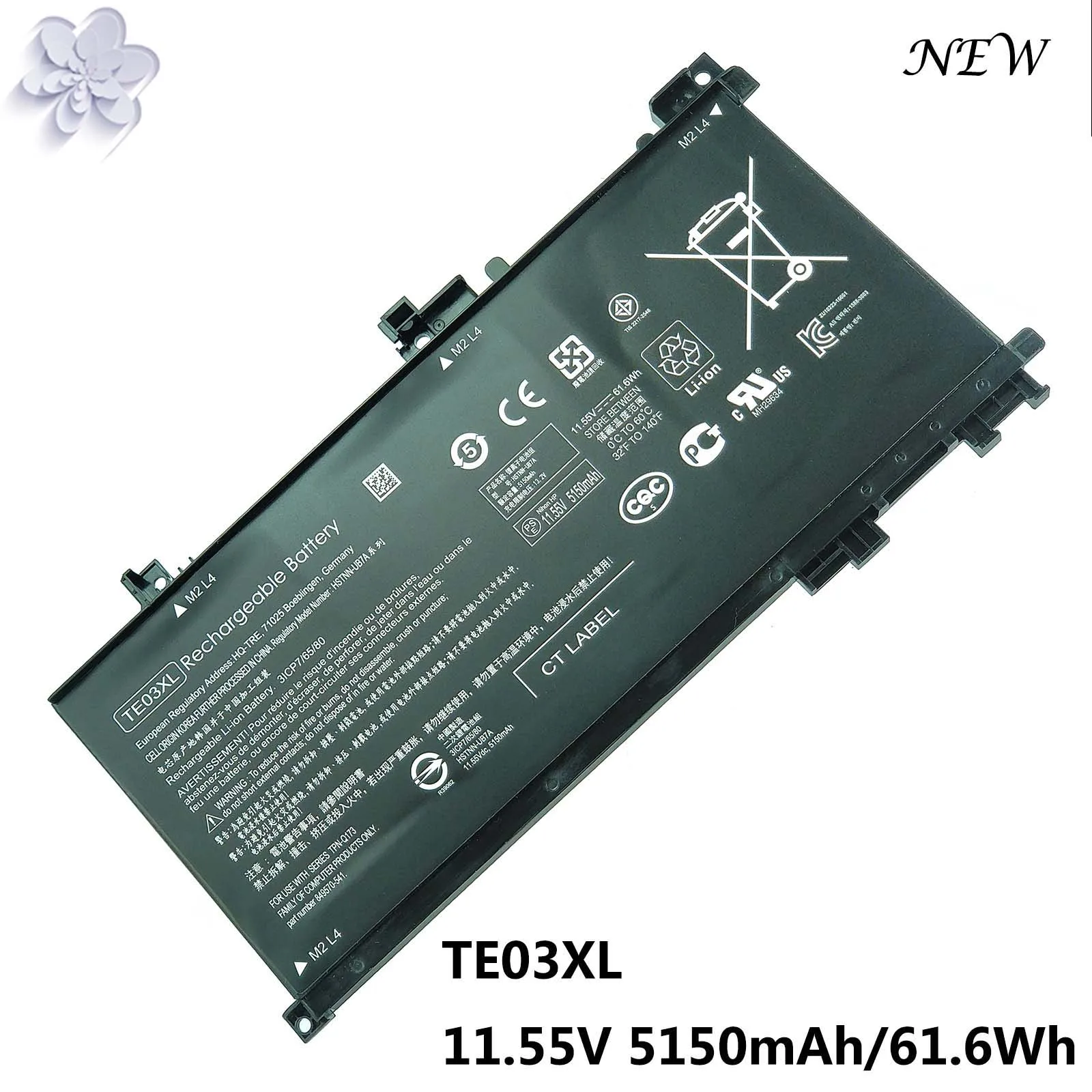 TE03XL 61.6Wh แบตเตอรี่สำหรับ HP OMEN 15-ax012TX To 15-ax050TX Pavilion 15-bc001TX To 15-bc045TX 849910-850 HSTNN-UB7A TPN-Q173