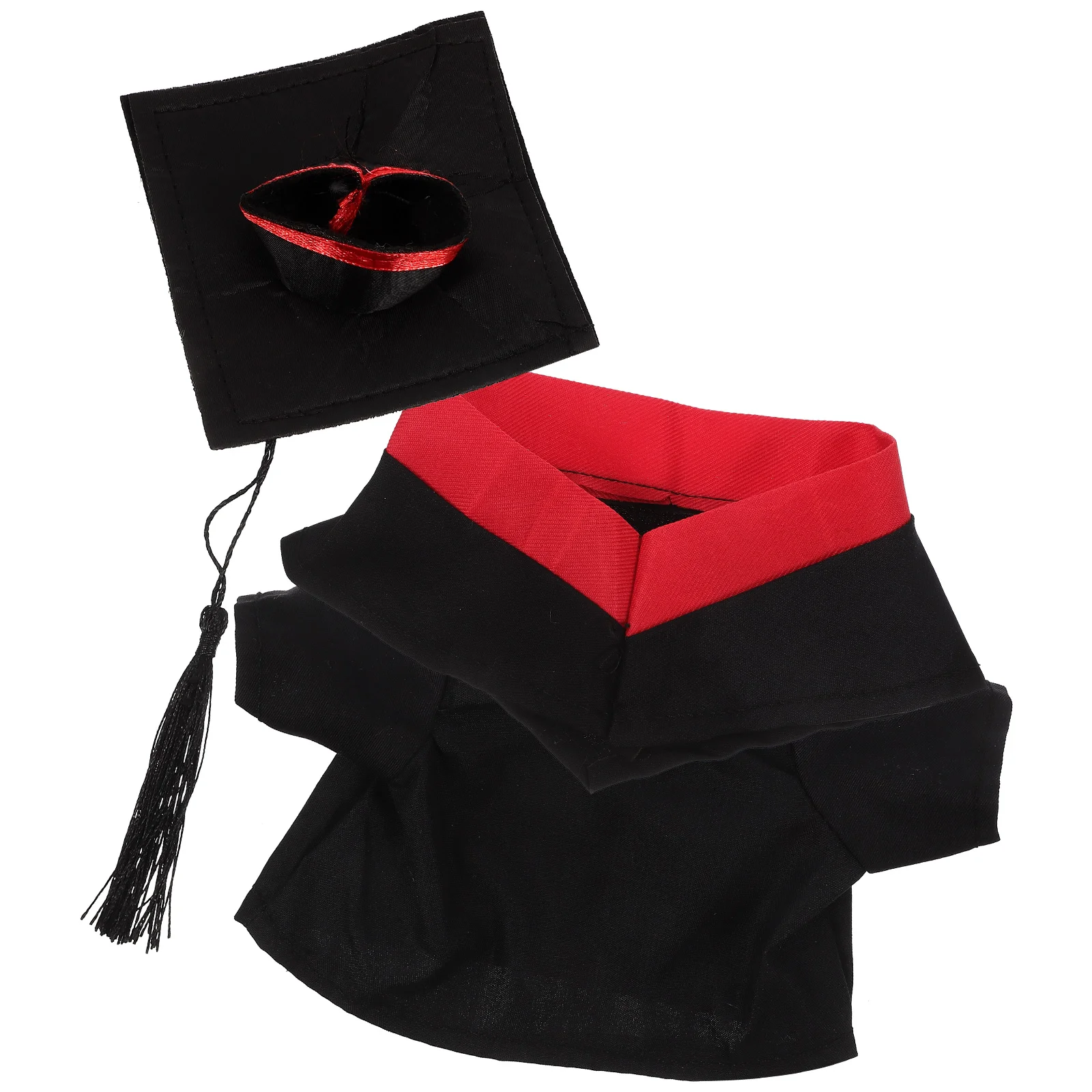 Ensemble de casquettes de robe de remise de diplôme, vêtements en peluche de 30cm, garniture rouge, tenues de remise de diplôme, jouet pour enfants, cadeau, accessoire de jeu réaliste