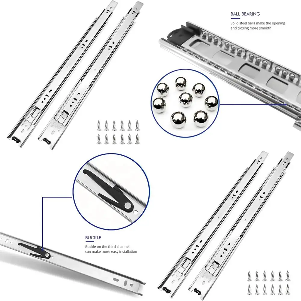 

18-дюймовые 3-секционные выдвижные направляющие с шарикоподшипниками для бокового монтажа, нагрузка до 100 фунтов