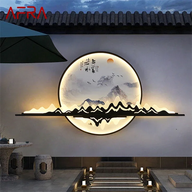 

AFRA Solar Outdoor Mural Lamp Creative Circular Landscape Waterproof Mural Outdoor Villa Courtyard Garden Decoration Painting