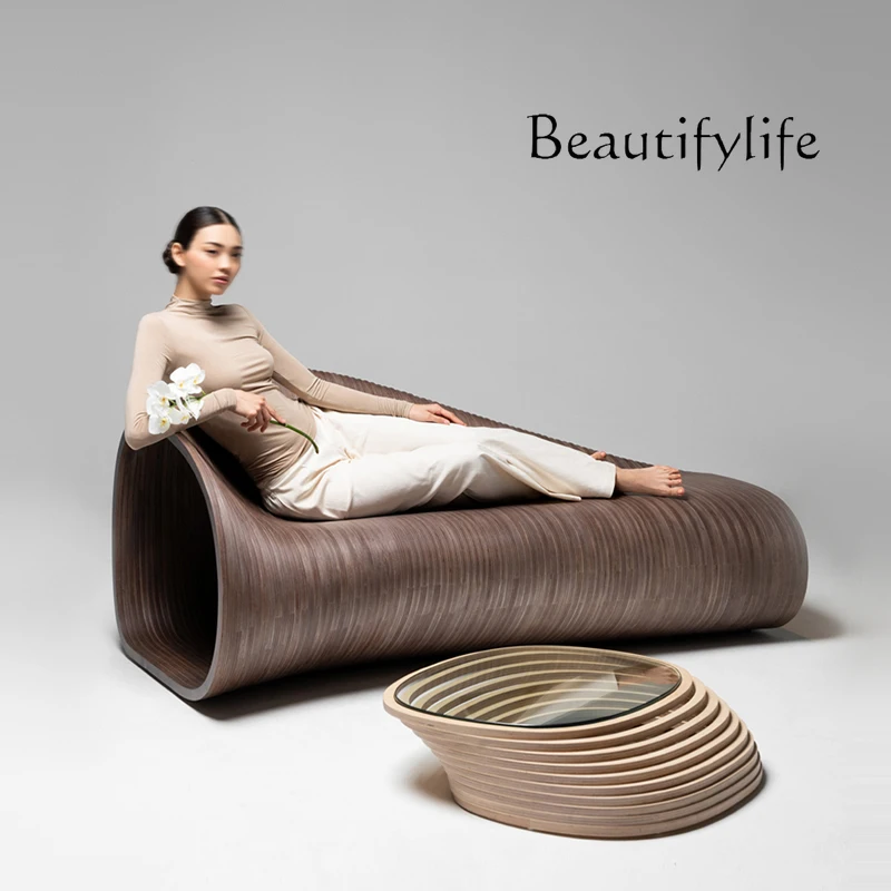 

Nordic Art Bench Solid Wood Sliced Sofa Villa Courtyard Hotel Sun Room Leisure Furniture