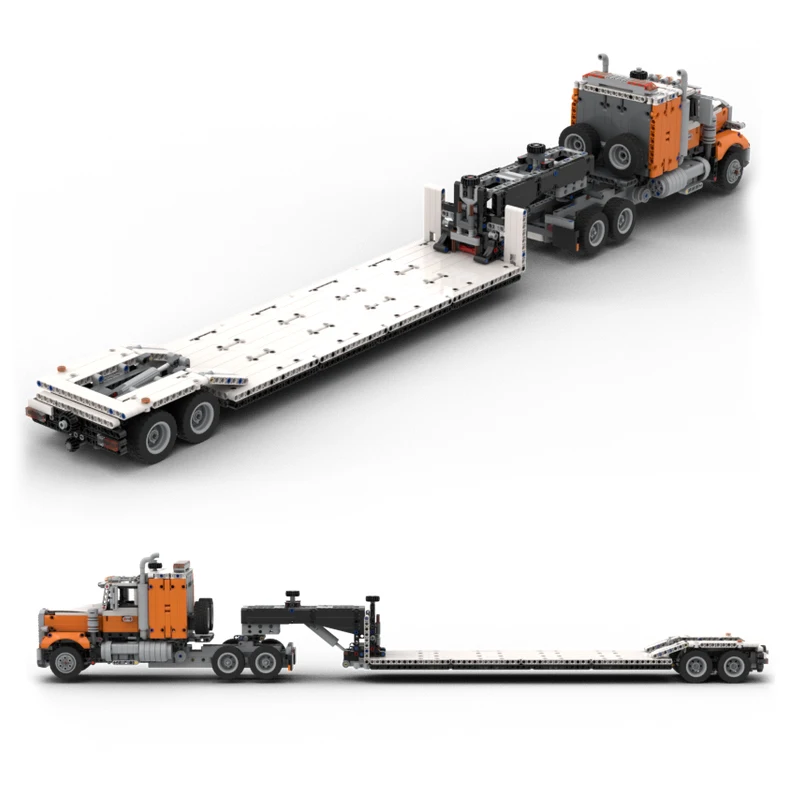 NEW MOC Truck & Gooseneck Trailer fit for Mark Anthem 42078 Building Blocks Technical Truck Cars Model DIY Bricks Toys