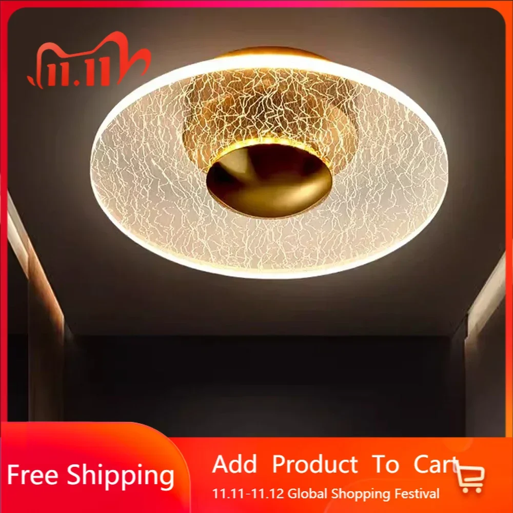 Nordic LED Golden Ceiling Light Simple Flower Design Aisle Light Corridor Light Suitable for Children's Room Bedroom Kitchen Lig