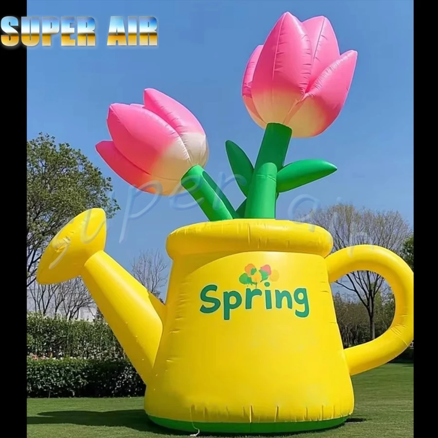 Zabawki dmuchane gigantyczna dmuchana kwiatowa dekoracja z wazonem rośliny dmuchane na powietrze tanie rekwizyty dekoracyjne na zewnątrz do ogrodu na imprezy reklamowe