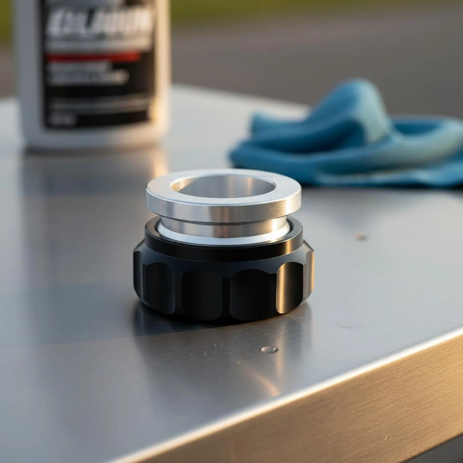 Weld on Filler Cap Anodized Finish Weldable Reservoir Bung and Cap Billet Aluminum Filler Neck Knurled Grip for Racers - view 3