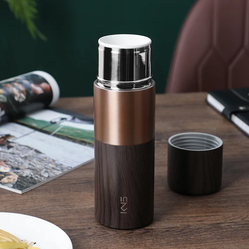 

Stainless Steel Outer Layer Ceramic Inner Tank Car Insulation Cup Anti-Wood Grain Portable High-End Gift Cup Tea Separation