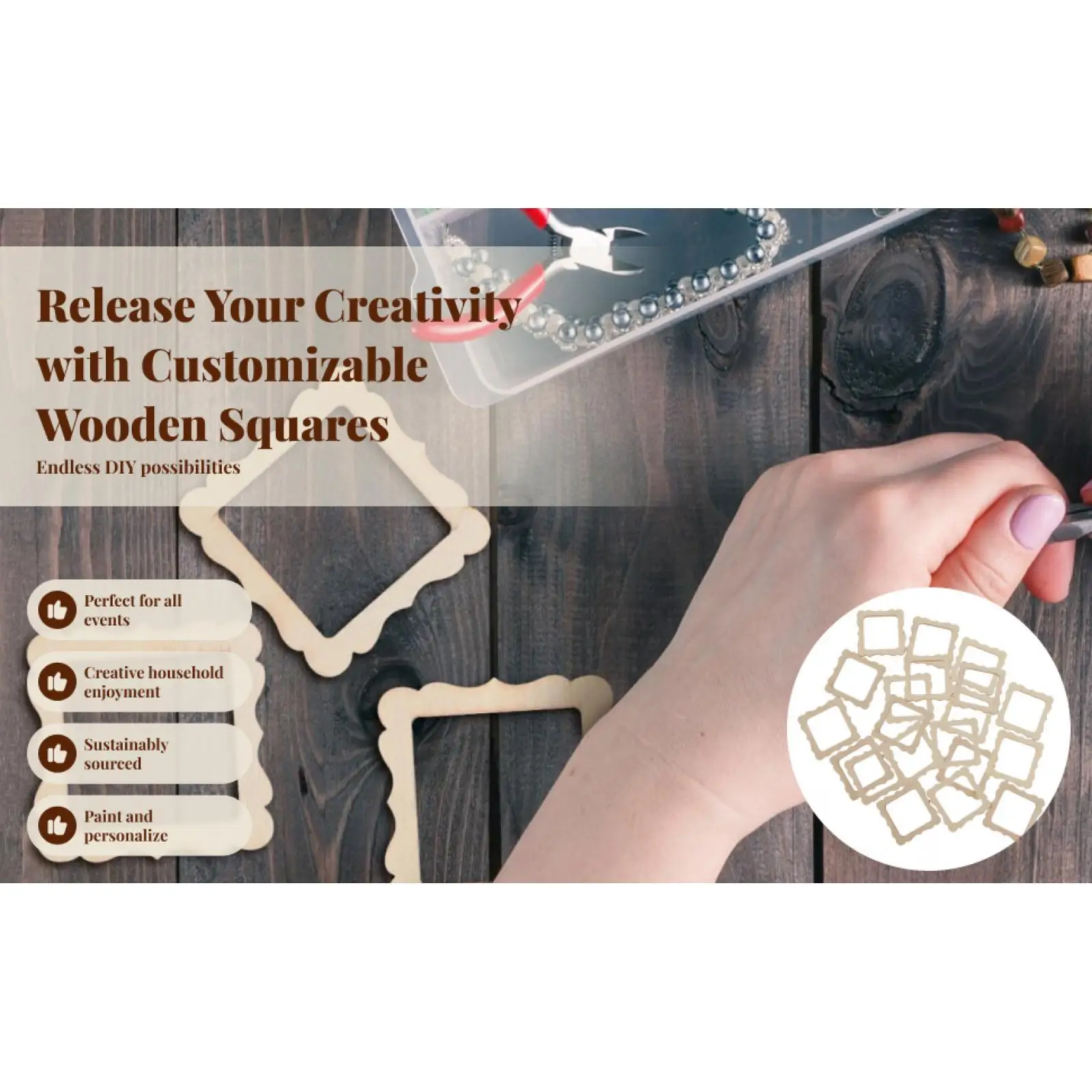 

Деревянные квадраты в форме незавершенных деревянных украшений, набор из 20 шт. для украшения поделок, украшения для скрапбукинга