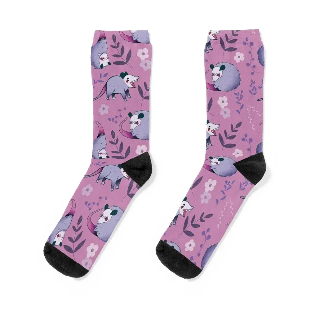 

Possum - Cute Purple and Pink Cartoon Animal Pattern Socks heated summer warm winter Children's Socks Men's Women's