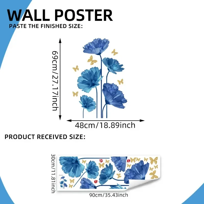 1 Stück Pflanze und Blume mit 12 Stück 3D-Schmetterlingen, selbstklebende Wandaufkleber für Zuhause, Wohnzimmer, Badezimmer, Schlafzimmer, Dekoration
