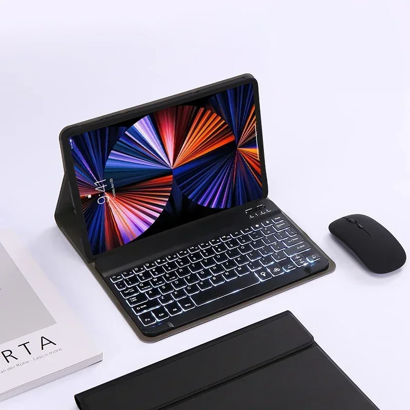 

Чехол для Xiaomi Mi Pad 7S Pro 12.4 дюйма 2025 с 7-цветной подсветкой, беспроводная съемная клавиатура-чехол для планшета