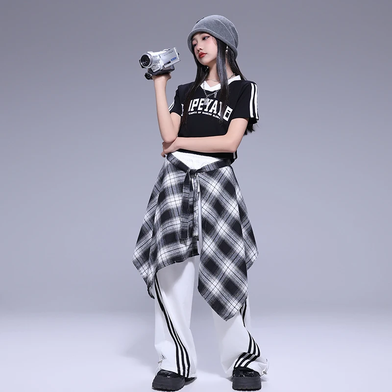 소년 티셔츠 카고 바지 어린이 소녀 힙합 자르기 탑 스트리트 댄스 복장 어린이 여름 streetwear 어린이 춤 의류 세트