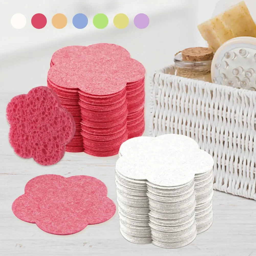 10pcs Makeup Removal Sponge Heart Shaped Cellulose Sponge Wood Pulp Cotton Face Washing Cleansing Sponge Cosmetic Puff