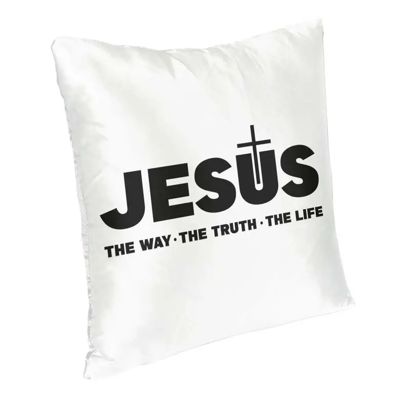 Jesus Christ The Way The Truth The Life Square Pillow Cover Home Decor Religion Cross Christian Faith Cushion Cover for Sofa