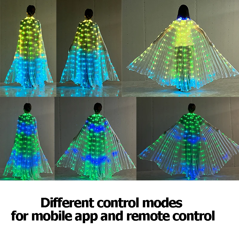 Beautiful LED Butterfly Wing With Stick APP Bluetooth Control  Colorful Change Dancing Cloak Dress Girls Women Performance Props