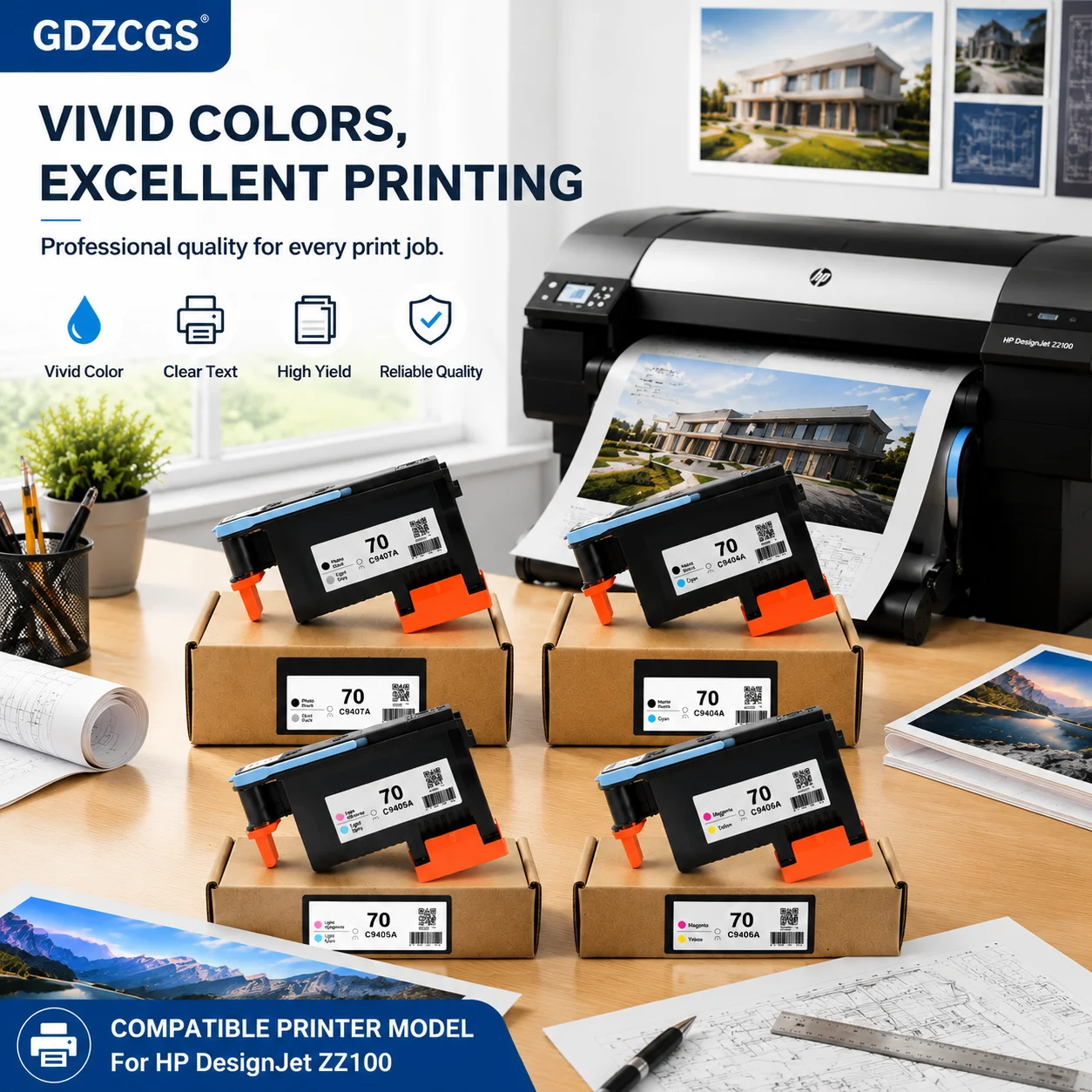 For HP 70 hp70 Print Head C9404A C9405A C9406A C9407A For HP DesignJet Z2100 Z3100 Z3200 Z5200 Z5400 Printer image 4