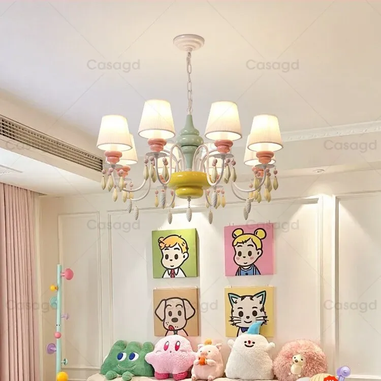 Macaron children's room chandelier Nordic creative cute princess room girl bedroom personality ins cream wind lamps