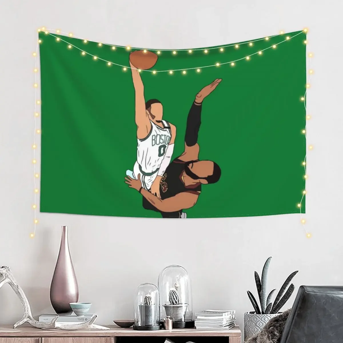 Jayson Tatum Dunks On LeBron Tapestry Luxury Living Room Decoration Things To Decorate The Room Tapestry