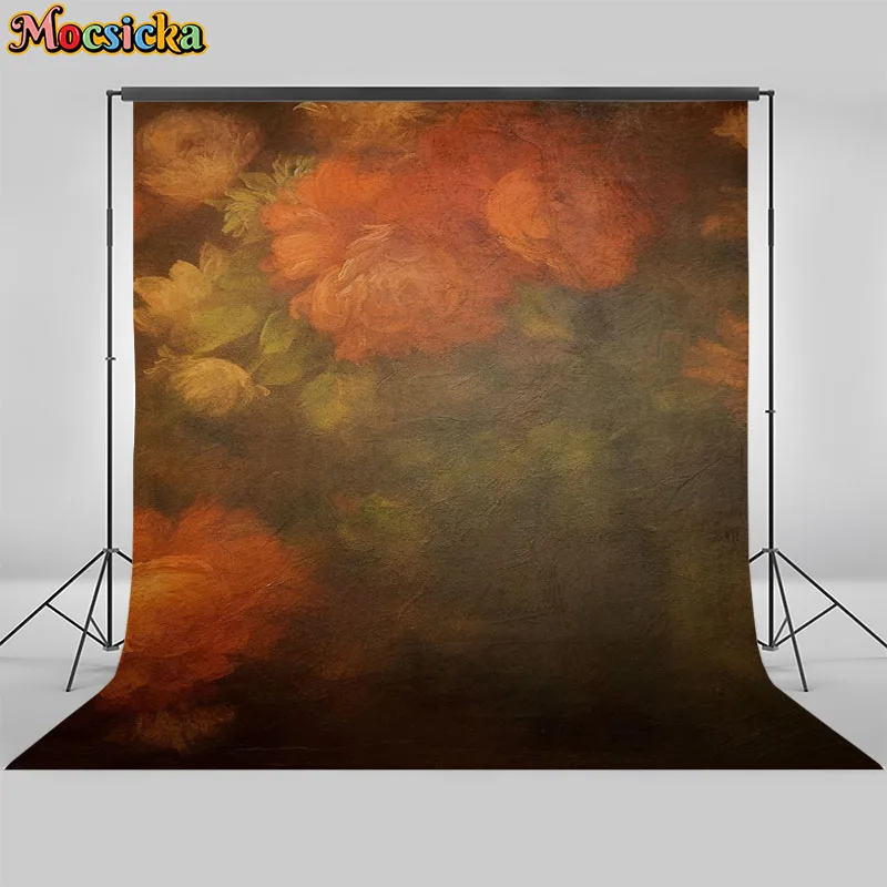 Abstract Retro Art Photography Background Hand-Painted Flowers Decora Background Pregnant Lady Baby Portrait Photo Studio Prop