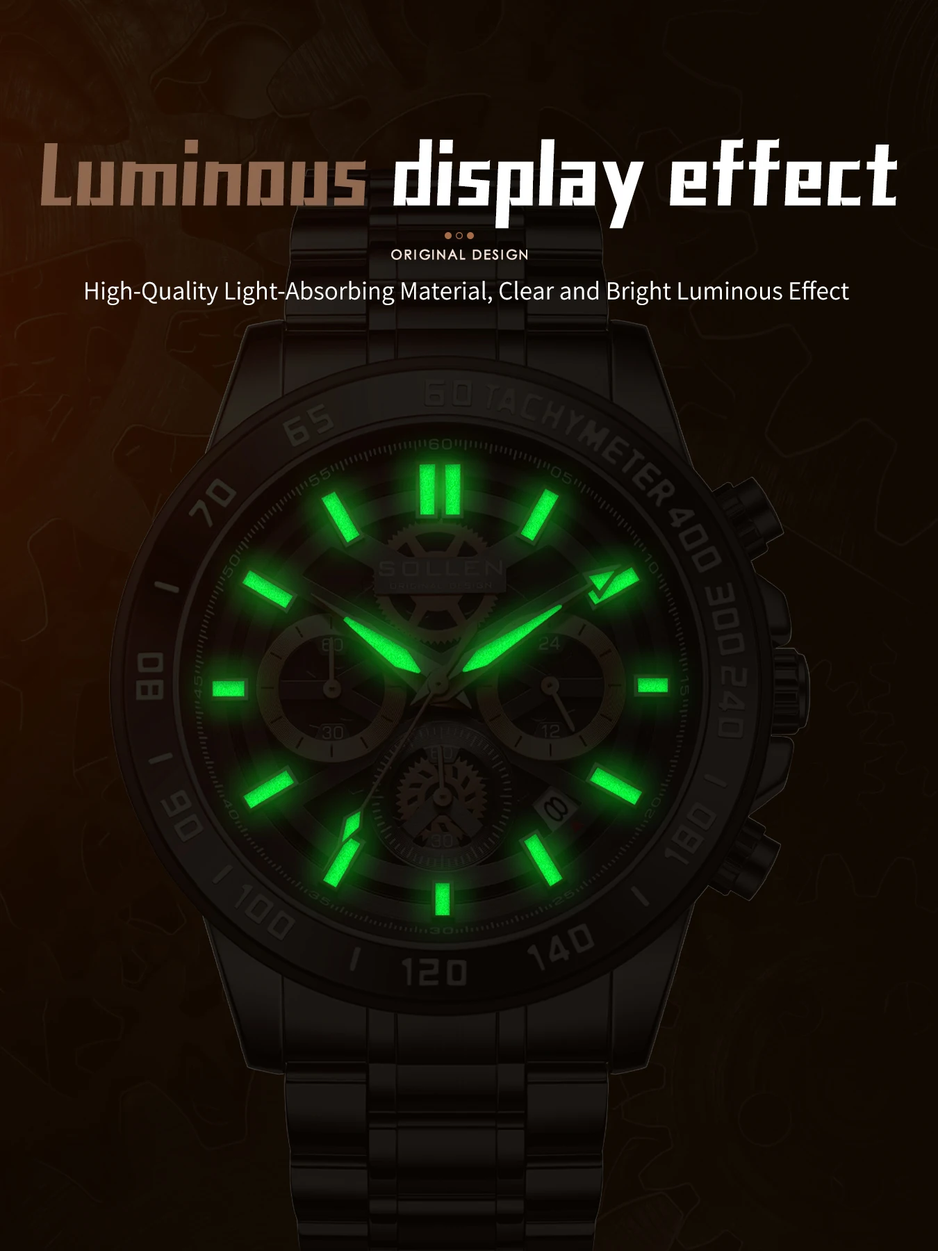 Watches for Men, Mens Casual Quartz Watch Chronograph 50M Water resistant, Luminous Hands Day Date Calendar Display Stainless St