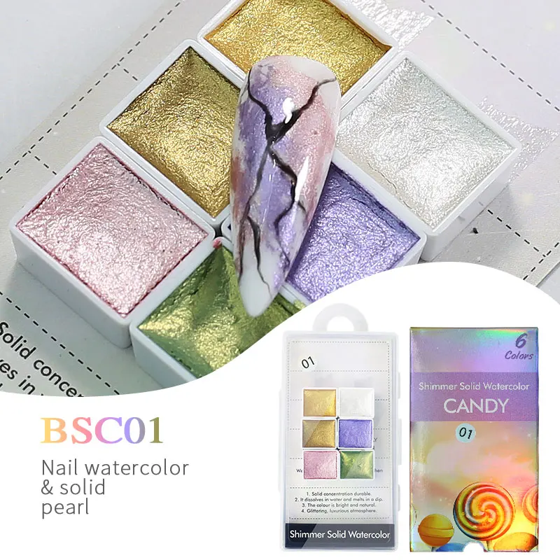 Nail Art Pigment Solid Gel Powder Nail Watercolor solid Metallic Flowers Decoration Glitter Set Gradient Effect Shimmer Manicure