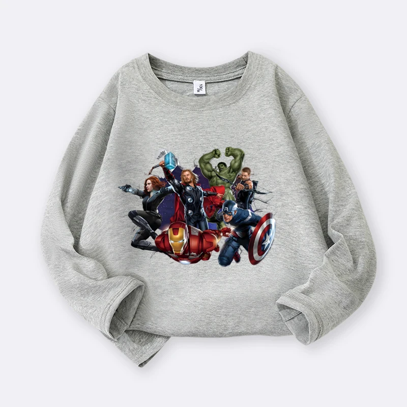 

Комплект свитшотов с принтом Marvel Капитан Америка для мальчиков, весенне-осенняя детская одежда, детские повседневные толстовки с круглым вырезом
