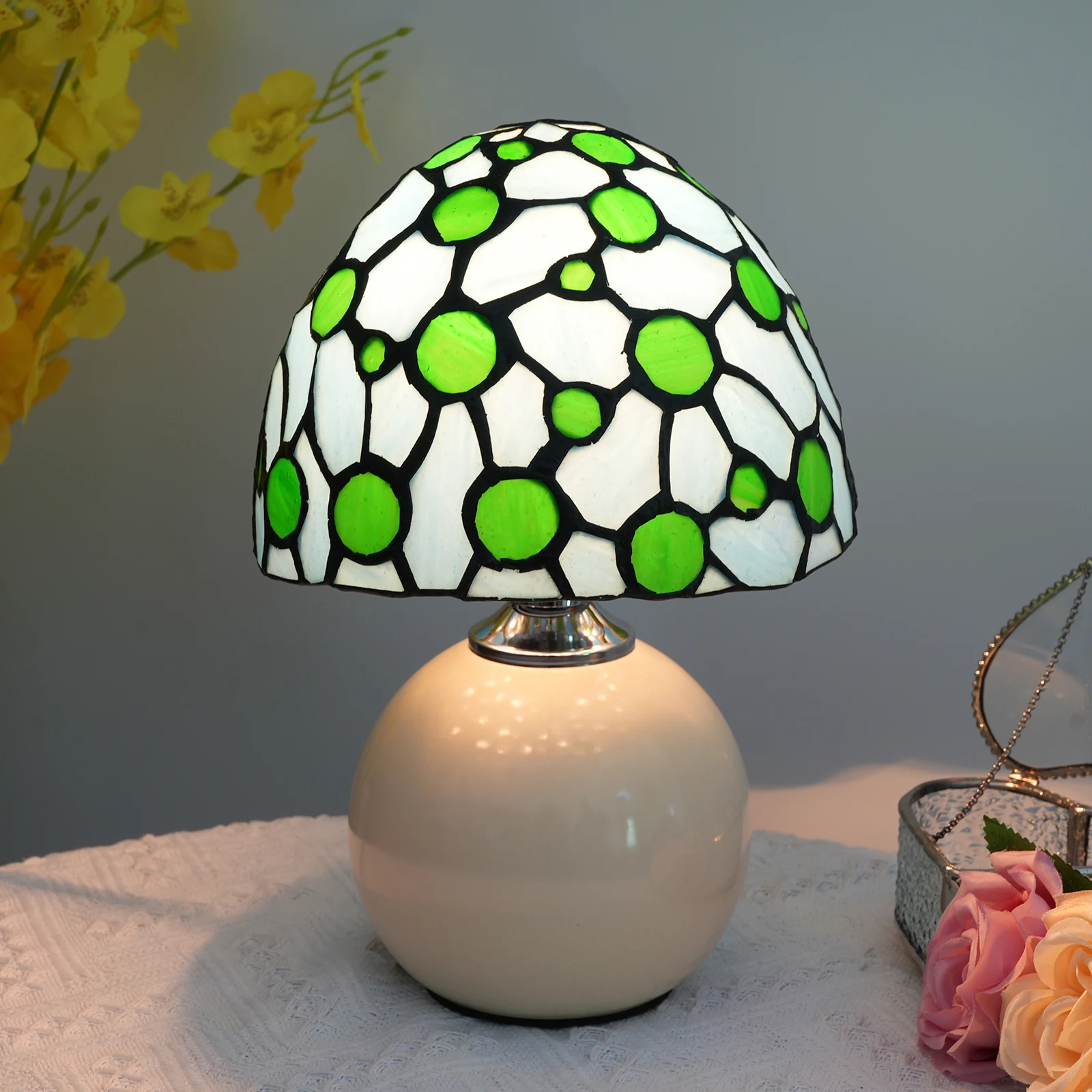 Lampe de nuit créative en verre style champignon, décoration nordique pour bureau, bar à café, salon, lampe de table moderne minimaliste