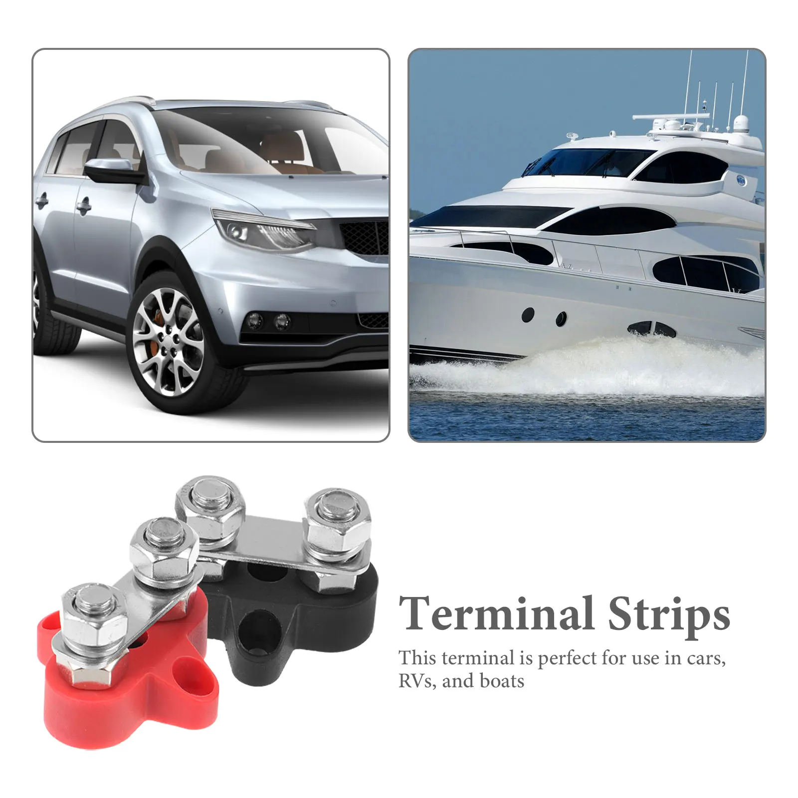 

2pcs Terminal Block For Car Truck Marine 48V Heavy Duty Bus Bar Power Distribution Dual Wire Connection Terminal Studs