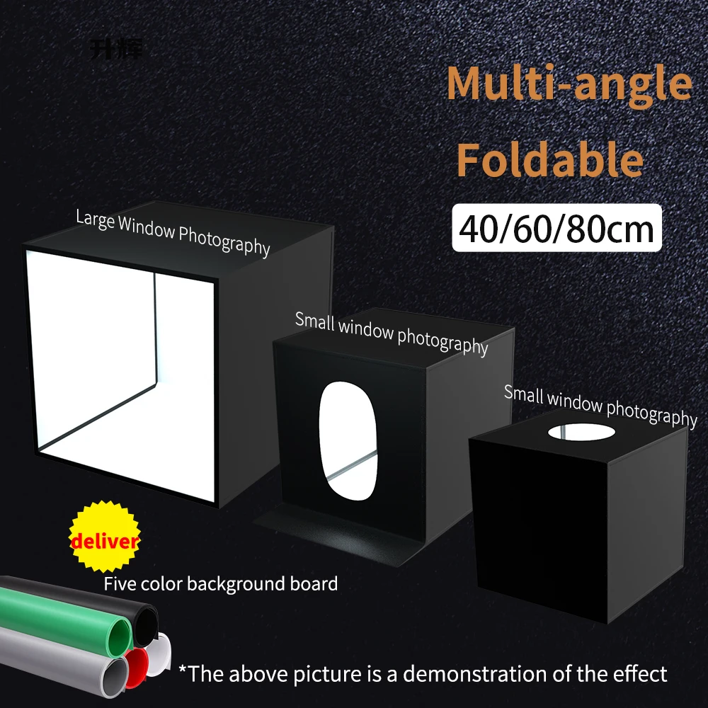 SH 80cm/65cm Lightbox Kits Photo Studio Mini Table Shooting Tent  With 5 Colors PVC Background Foldable Dimmable Photography Box