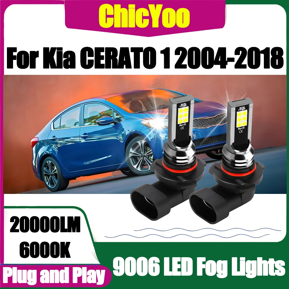 

2PCS LED Fog Lights 9006 20000LM High Power Canbus 60W Fog Lamps 6000K Super White 12V Plug and Play For Kia CERATO 1 2004-2018
