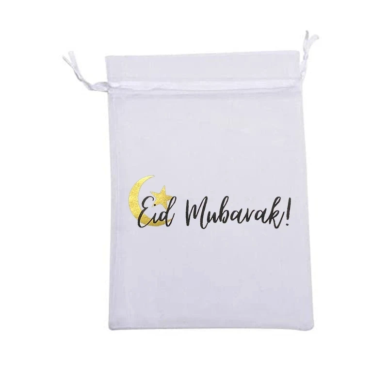 10pcs moon stars Organza gift favor bags Eid Mubarak Muslim Islamic happy Ramadan Kareem Al Adha Iftar party table decoration