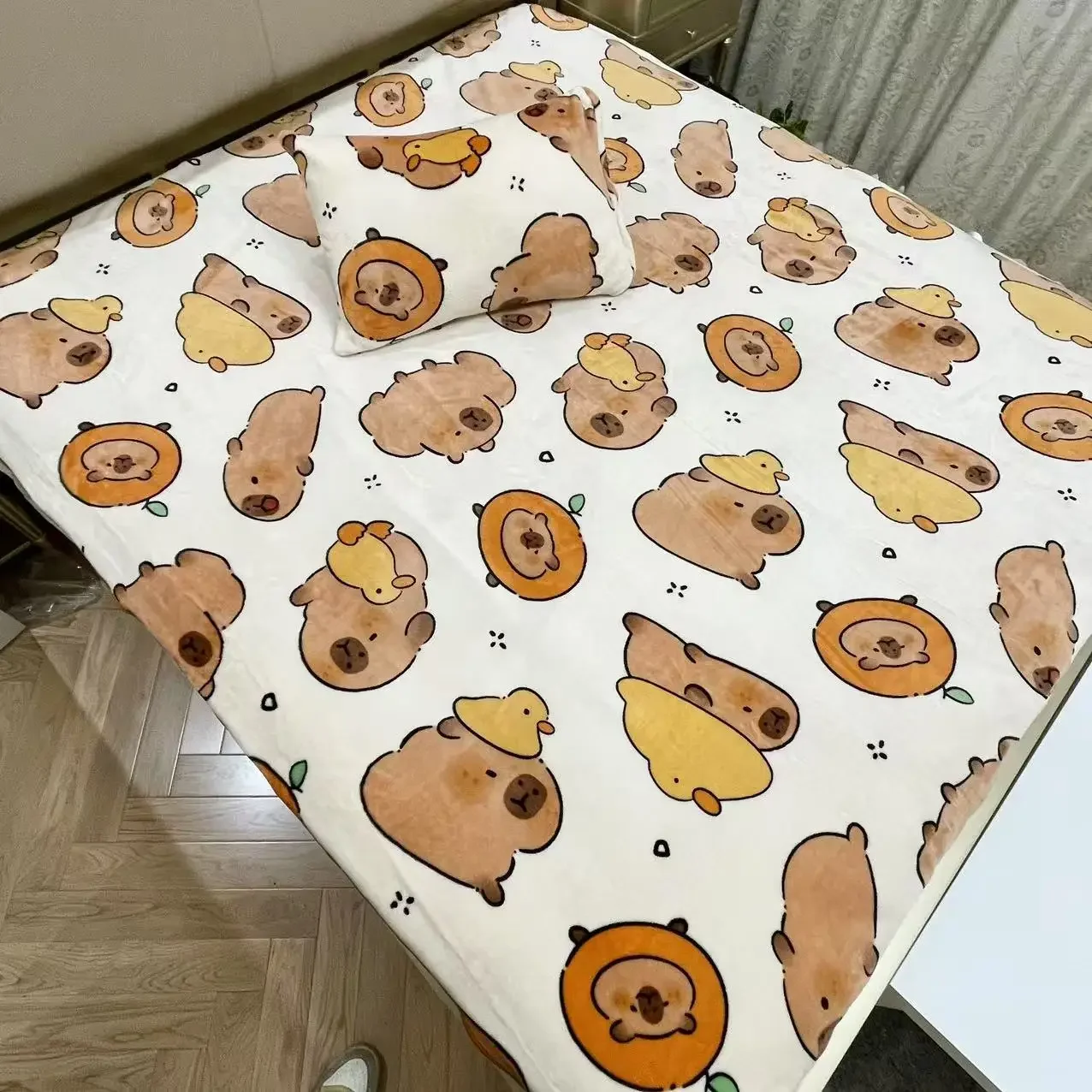 Cómoda manta cálida de Capibara, manta de franela con estampado de Capibaras, manta para sofá y dormitorio, funda de almohada, colcha