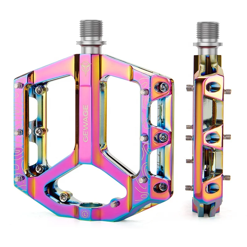 

Colorful Dazzle Bicycle Pedals Anti-slip CNC MTB Spinning Bike Pedal 3 Bearings Bike Pedals