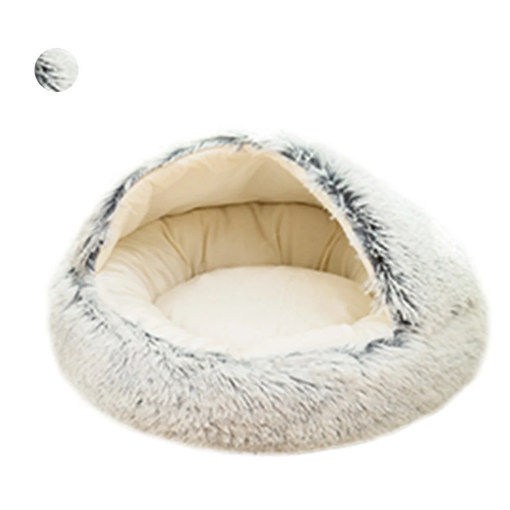 Customized 40CM 50CM 60CM Large Luxury Plush Small Cat Cave Felt Soft Cat Dog Pet Bed Cave With Plush Inside