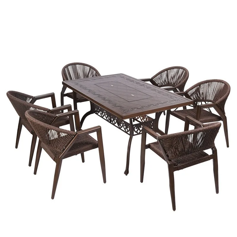 Outdoor open-air barbecue courtyard cast aluminum cast aluminum garden wrought iron leisure table and chair combination set