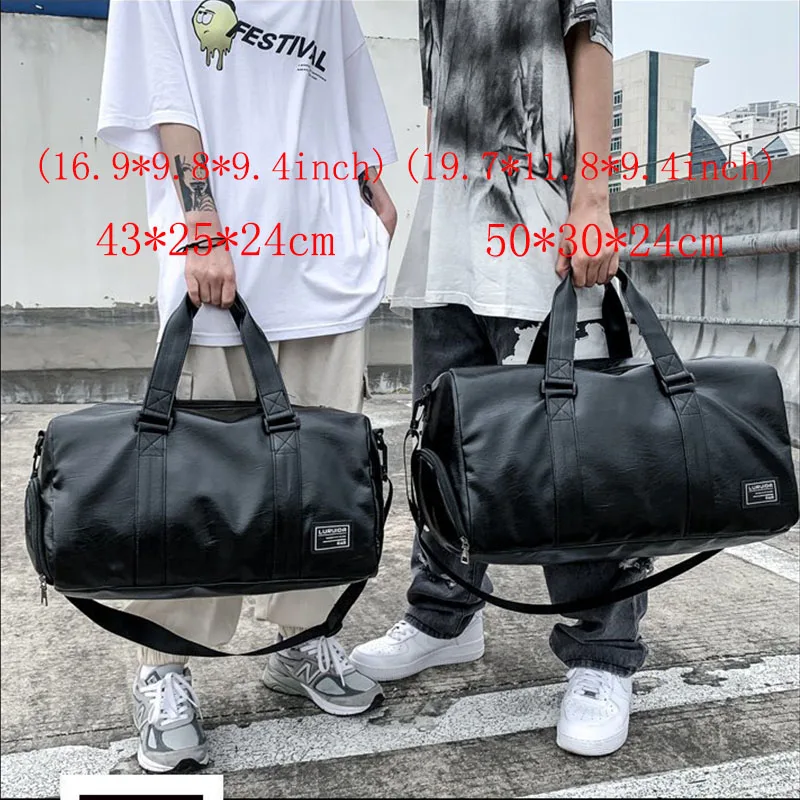 Imagem -03 - Unisex Leather Duffle Bolsa Separação Seca e Molhada Bolsas de Mão de Ombro Treinamento Viagem Duffel Bagagem de Fitness Pacote de Sapatos