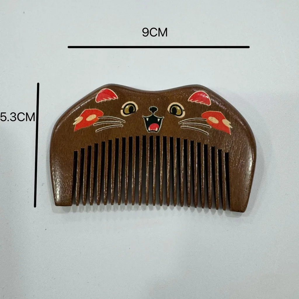 Cute Wooden Hairbrush Cartoon Animal Aesthetic Scalp Massager Floral Relief Inlay Handcrafted Portable Everyday Styling Pack