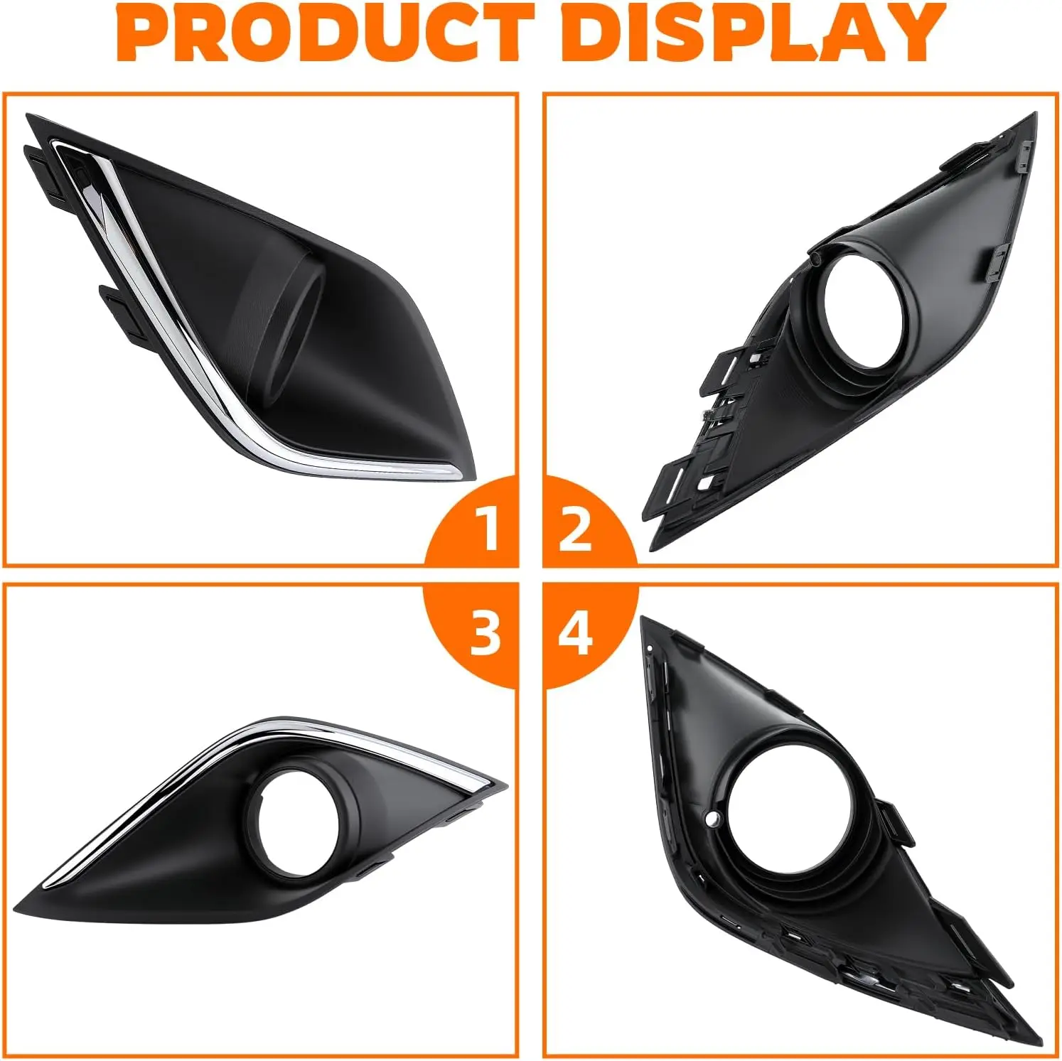 For Mitsubishi Outlander MK3 2015 - 2019 Front Bumper Fog Light Bezel Cover Shell Lamp Frame With Chrome Trim Left And Right