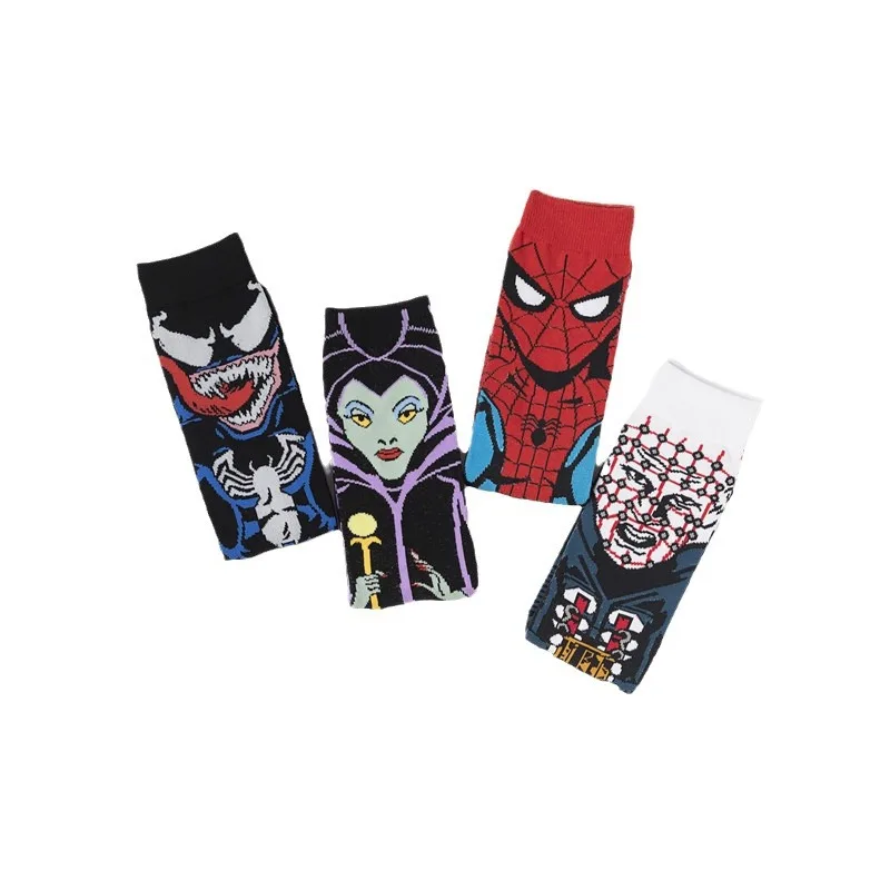 New Marvel Spiderman Socks Cartoon Anime Movie Venom Cotton Socks Mid-calf Men and Women\'s Warm Sock Average Size