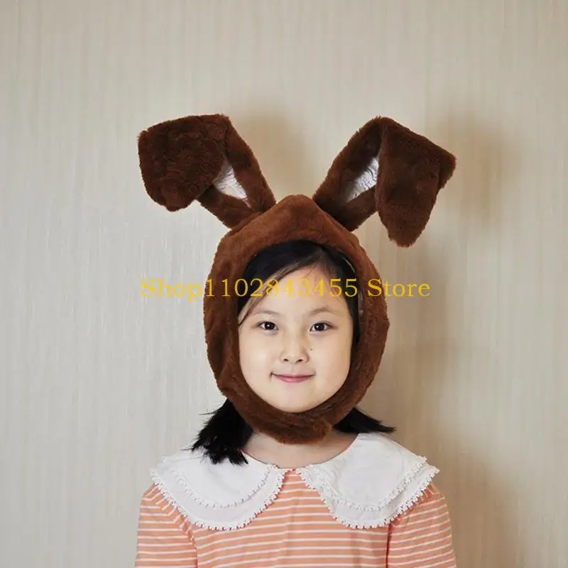 49MC Bunny Ears Short Plush Hat Funny Rabbit Animal Stuffed Toy Cosplay Headgear Cap