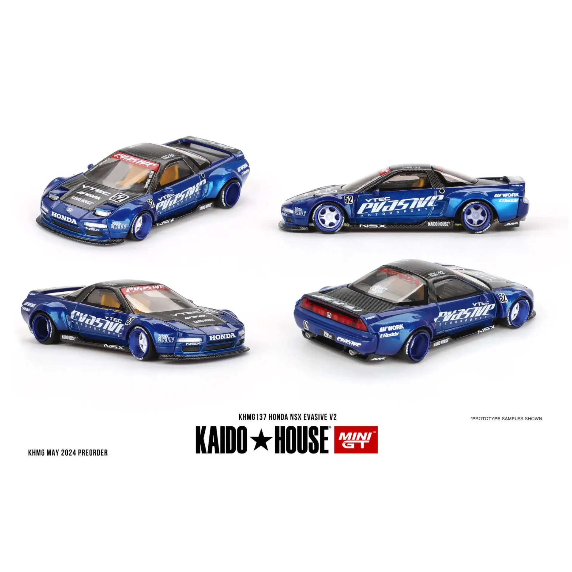 TSM MINIGT KAIDO HOUSE 1:64 #137 Honda NSX Evasive open-cover flip light alloy car model Collection gift