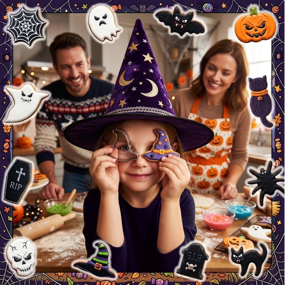 Halloween Cookie Cutters Set,Stainless Steel Metal Cookie Cutter Shapes Skull & Spider Web Molds for Holiday Baking, Fondant & K - view 4