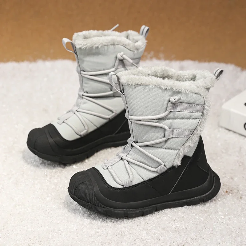 Winter children's high-top snow boots, long plush thickened casual boots, warm, comfortable, waterproof and non-slip