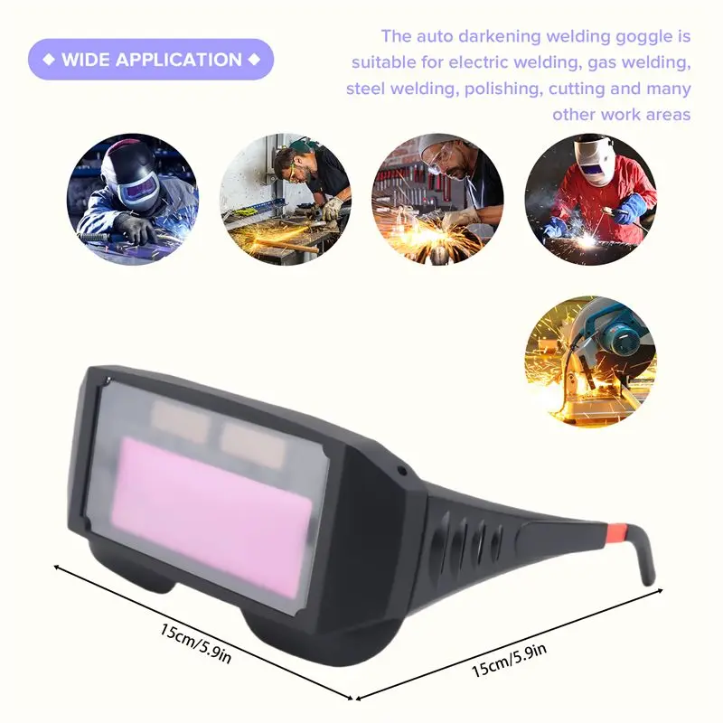 FFYY-Welding Goggles Solar Powered Auto Darkening Welding Mask Goggles Welder Glasses With Elastic Headband And Storage Case